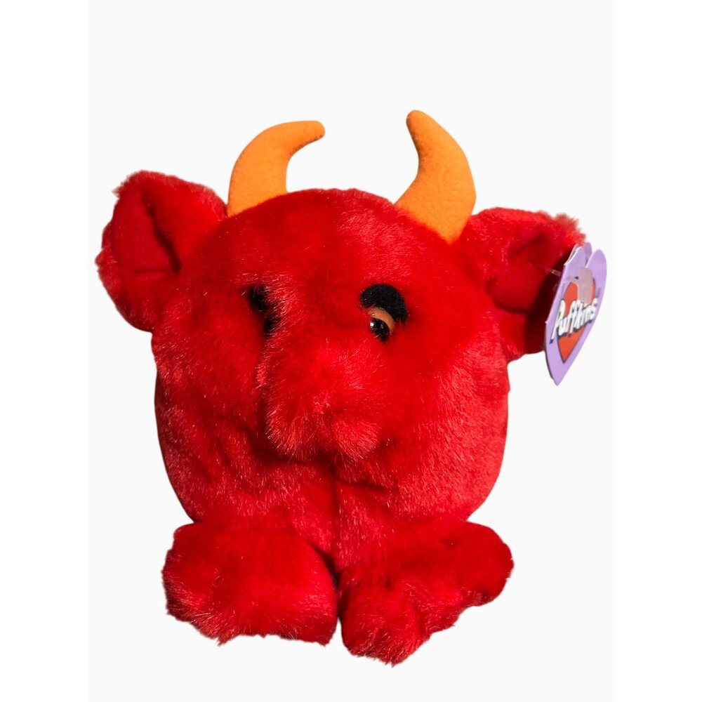 Puffkins Red Devil Plush Toy With Orange Horns and Poem Tag Limited Edition